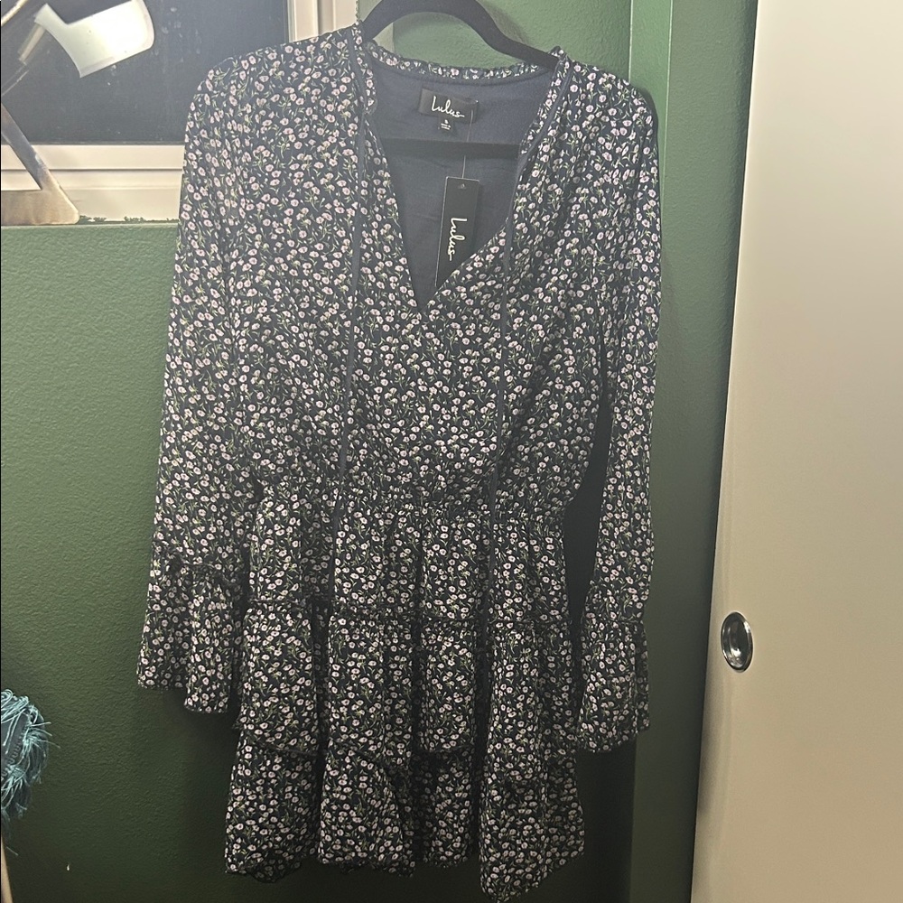 Lulu's Navy Floral Dress